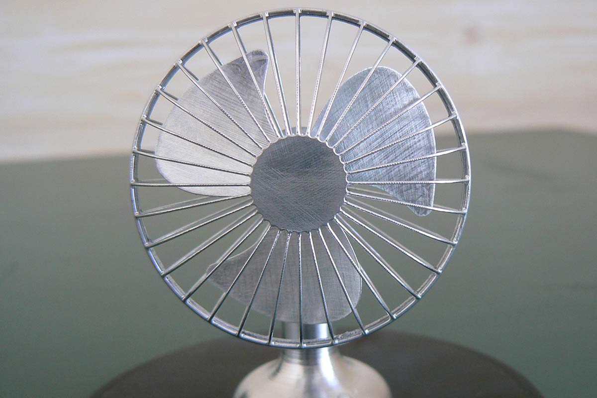 微細精密3次元加工での、ミニ扇風機。